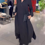 Evia™ | Robe Longue Ample avec Revers et Fente