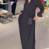 Evia™ | Robe Longue Ample avec Revers et Fente